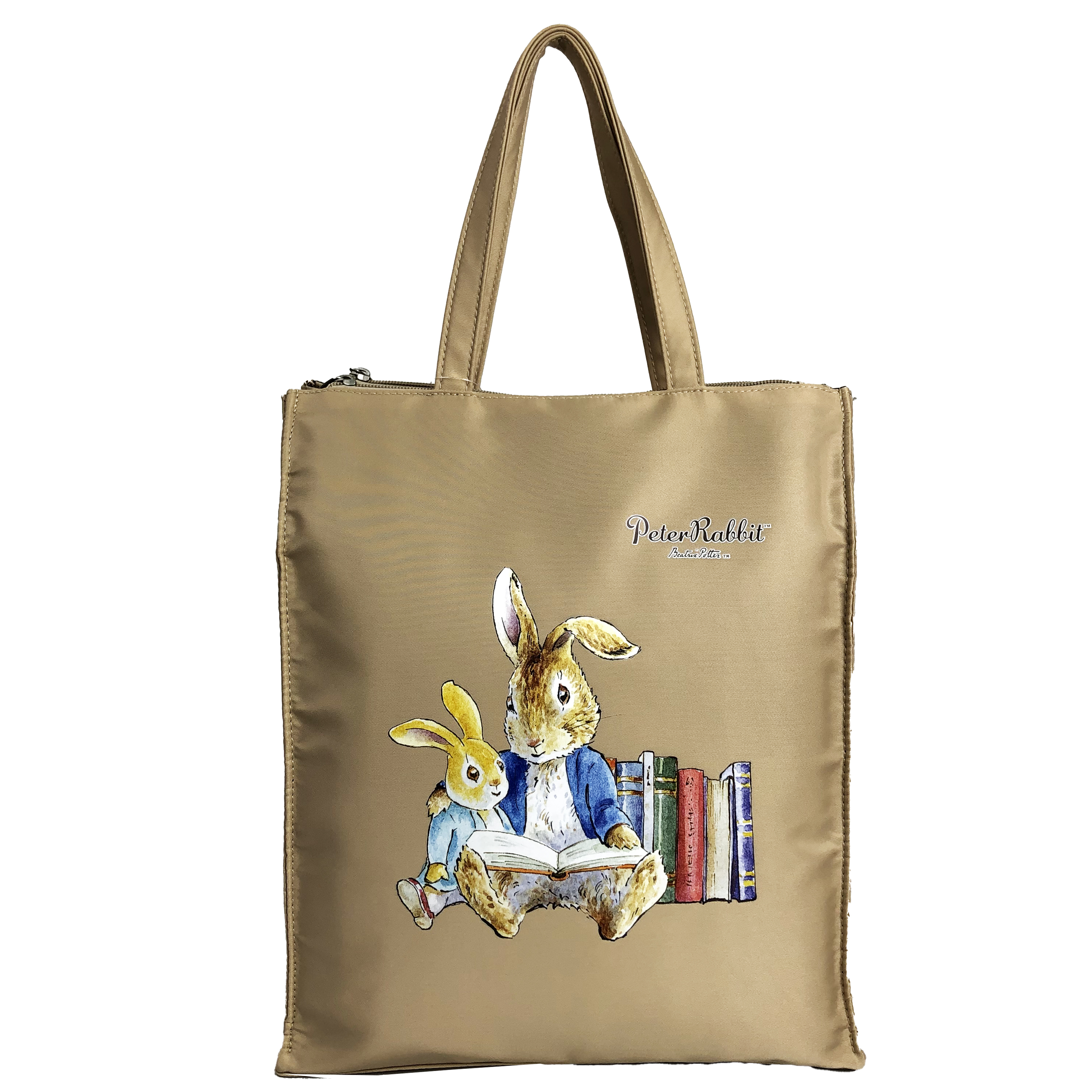  [ピータ―ラビット (ＴＭ )] A4サイズ対応 トートバッグ ハンドバッグ サブバッグ 手持ちタイプ 撥水 ポケット充実 ファスナー付き 大人 上品 かわいい レディース PETERRABBIT(ＴＭ) うさぎ ねこ レッスンバッグ 買い物 お稽古 習い事 縦型トート 0635　01ベージュ LittleBook