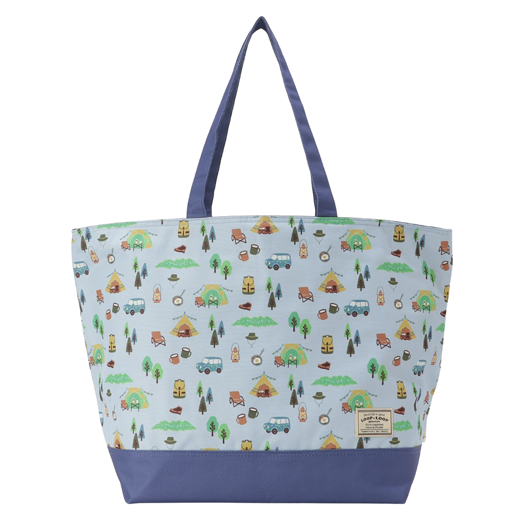 保冷バッグ トートバッグ 4WJ2 [mama fiore マーマフィオーレ] Picoteeシリーズ ピコティ 保温保冷 OUTDOOR柄 大容量 レジャー キャンプ レディース ブルー