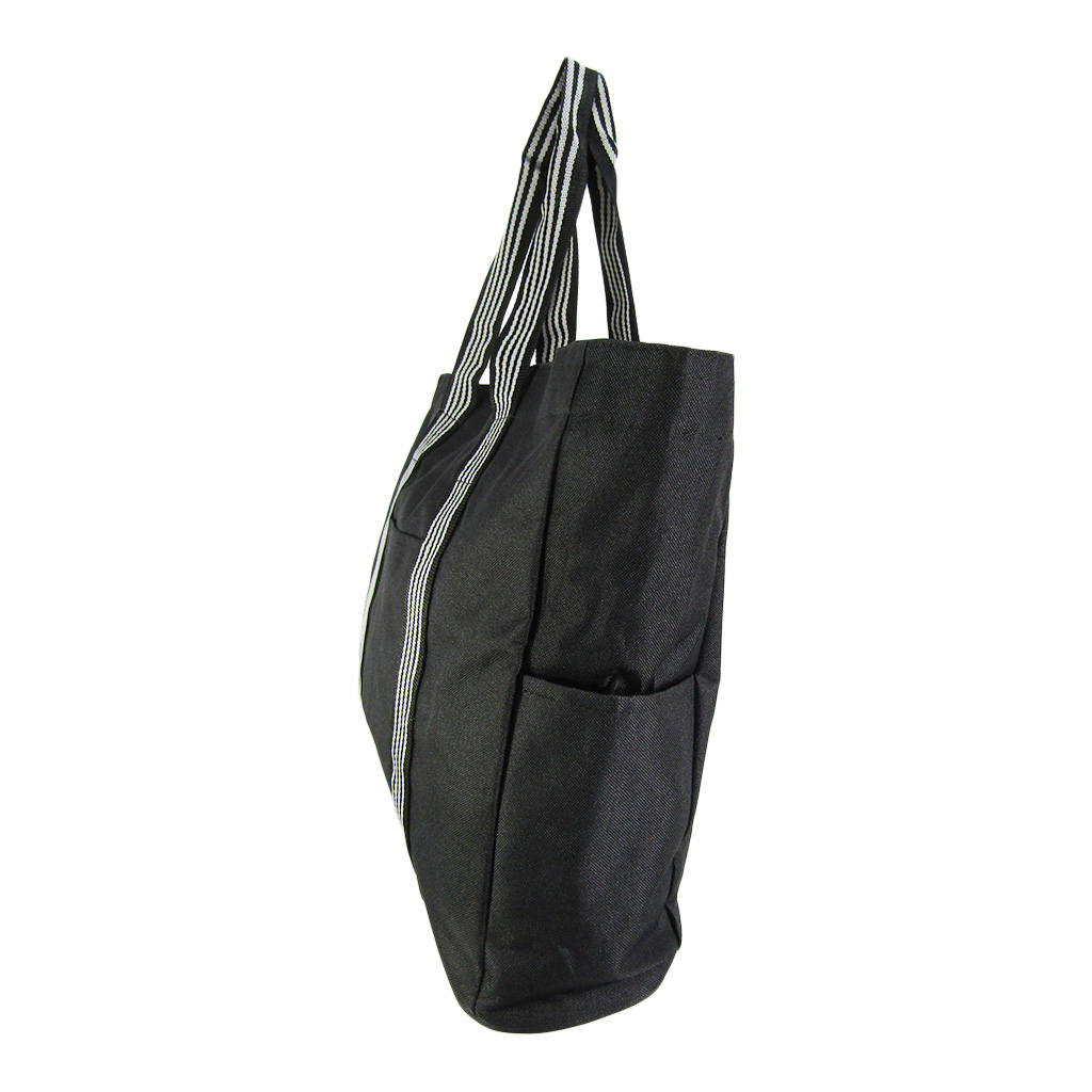 ファスナー付 ビッグ ラインベルト トートバッグ 全4色 |  A3 対応 肩掛け カジュアル 大きい お稽古 レッスンバッグ 軽量  男女兼用 マチ付き シンプル 黒 ブラック 3W57