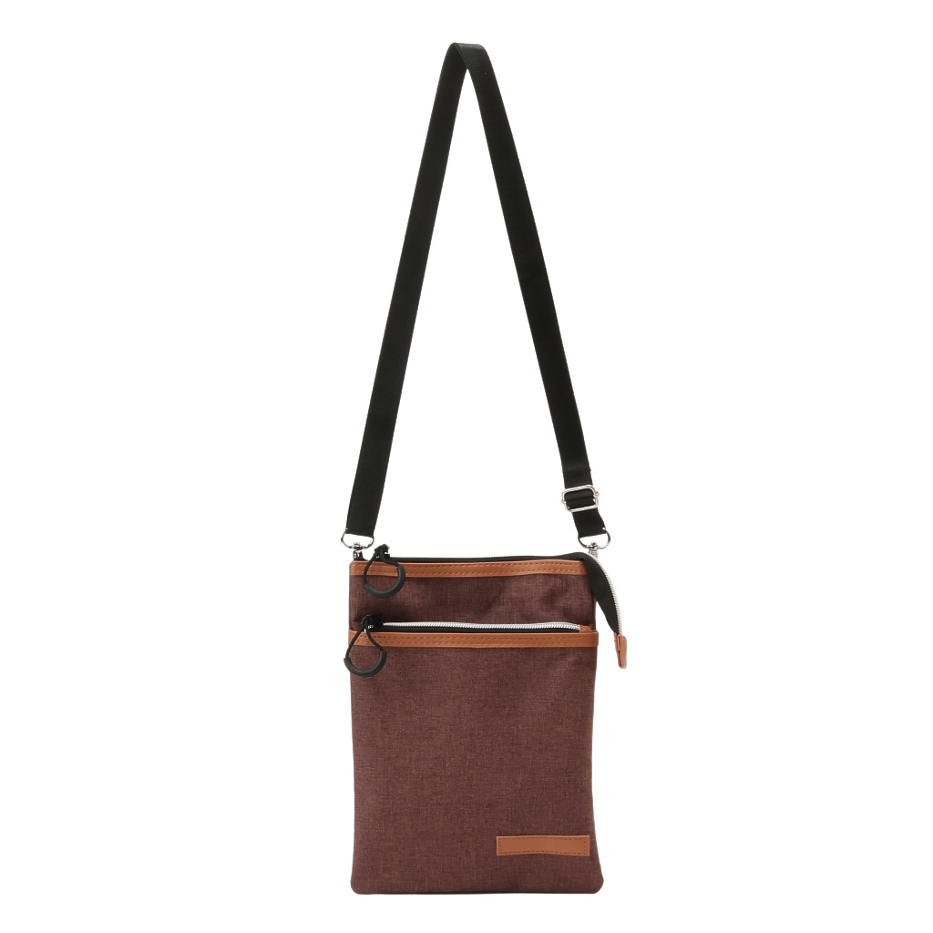 [CUBIC CORE キュービックコア]  サコッシュ ショルダーバッグ スマホショルダー スマホポーチ お財布ショルダー シンプル 薄マチ 収納力 茶 ブラウン 1E30