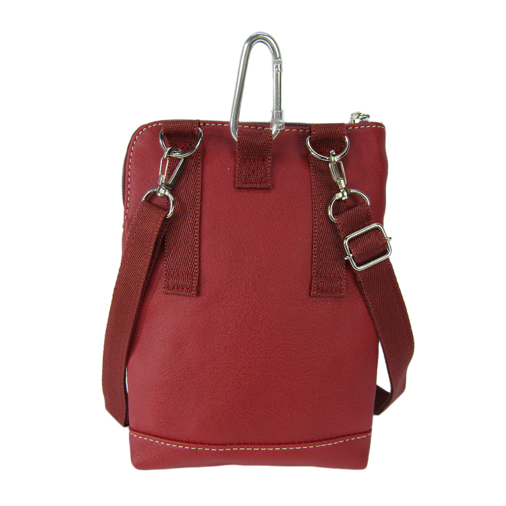 [CUBIC CORE キュービックコア]  3WAY シザーバッグ 合皮 カラビナ付 ベルトループ付 スマホ ショルダー 赤 レッド  1868