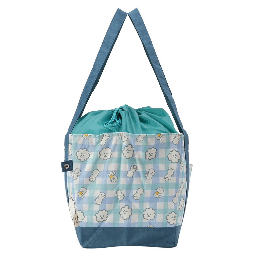 保温保冷 レジかごバッグ 4WH9 [mama fiore マーマフィオーレ] Picoteeシリーズ ピコティ 保温保冷 もふもふ犬 チェック レジカゴバッグ トートバッグ 買物 レディース グリーン