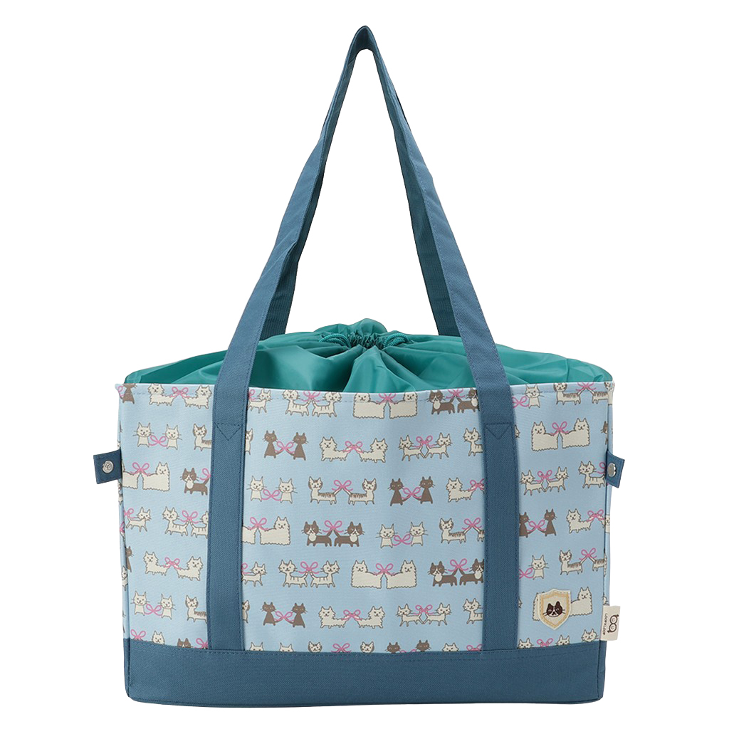 レジかごバッグ 4WG9 [mama fiore マーマフィオーレ] Picoteeシリーズ ピコティ 保温保冷 ねこ柄 ネコ柄 コンパクトレジカゴバッグ トートバッグ 買物 レディース グリーン