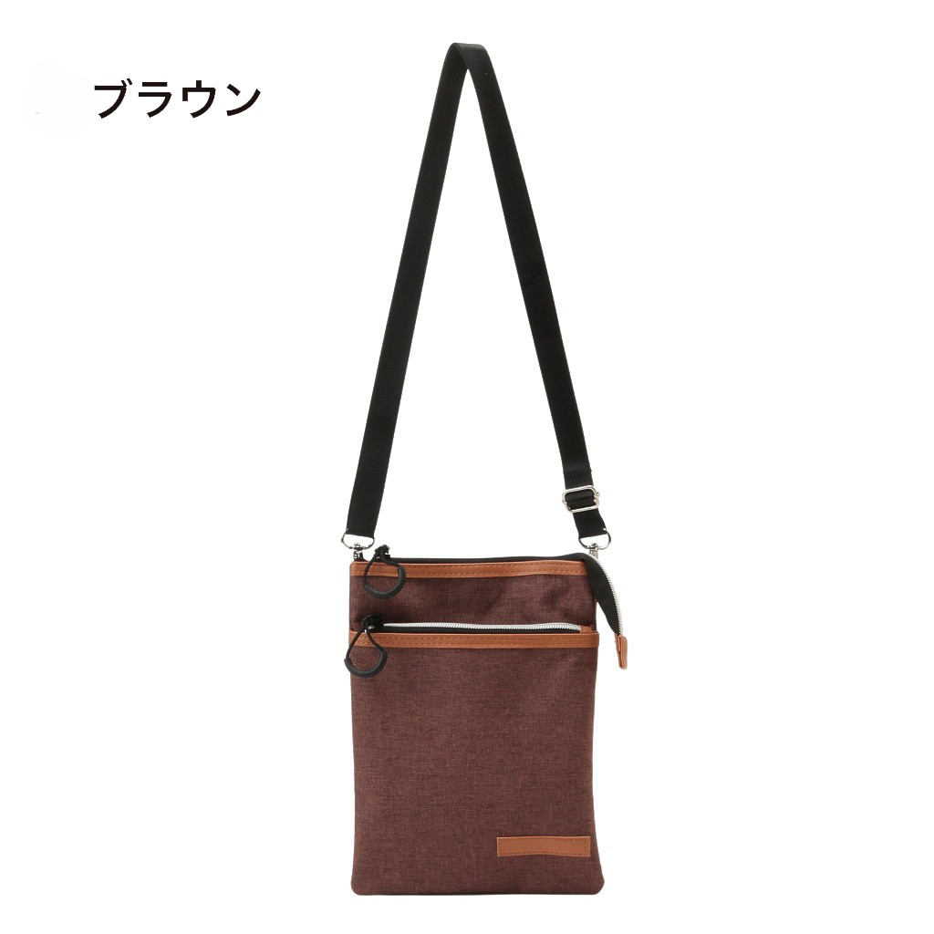 [CUBIC CORE キュービックコア]  サコッシュ ショルダーバッグ スマホショルダー スマホポーチ お財布ショルダー シンプル 薄マチ 収納力 茶 ブラウン 1E30