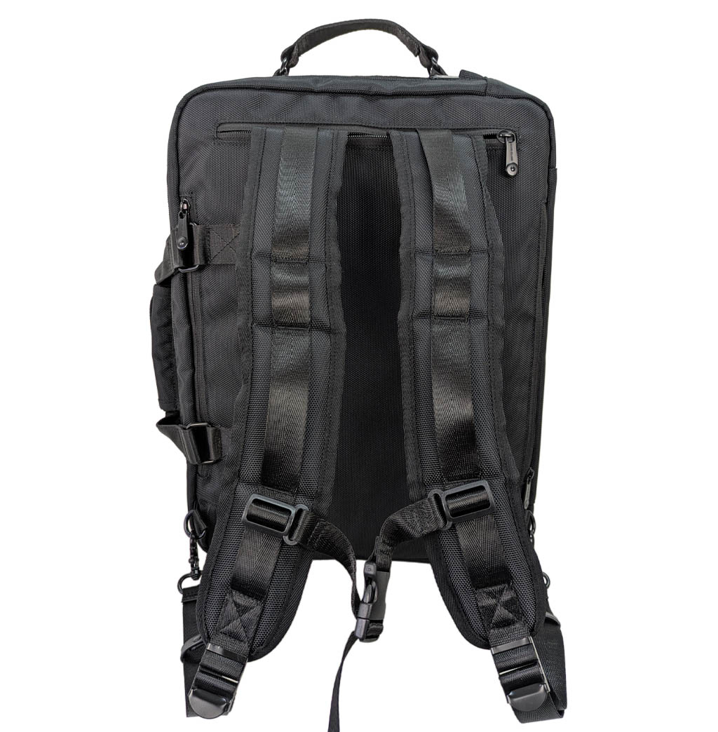 SANDGLASS｜キャリーオン機能 B4対応 2層ビジネスバッグ 大容量 多機能 撥水 リュック 手持ち ビジネスリュック PC タブレット収納 出張 サンドグラス ブラック 3G01