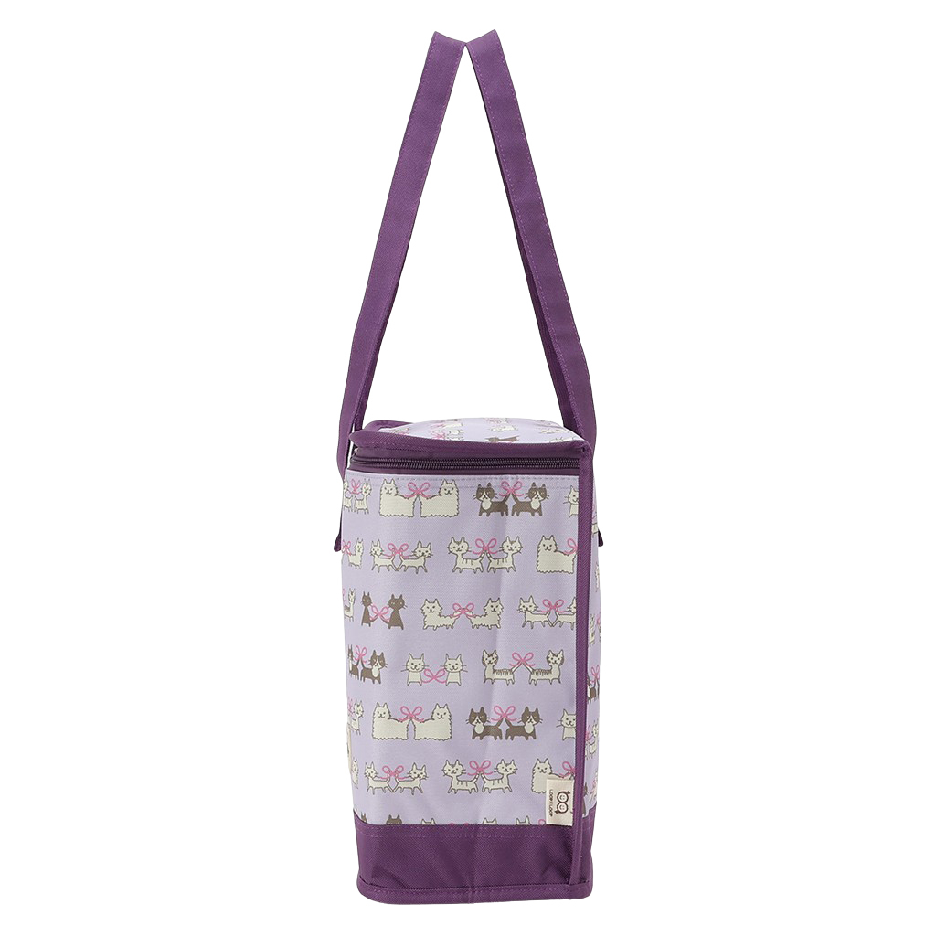  [mama fiore マーマフィオーレ] Picoteeシリーズ ピコティ BOX型 保温 保冷 トートバッグ 4WG6 保冷バッグ ボックス型 ねこ結び かわいい レジャー レディース パープル
