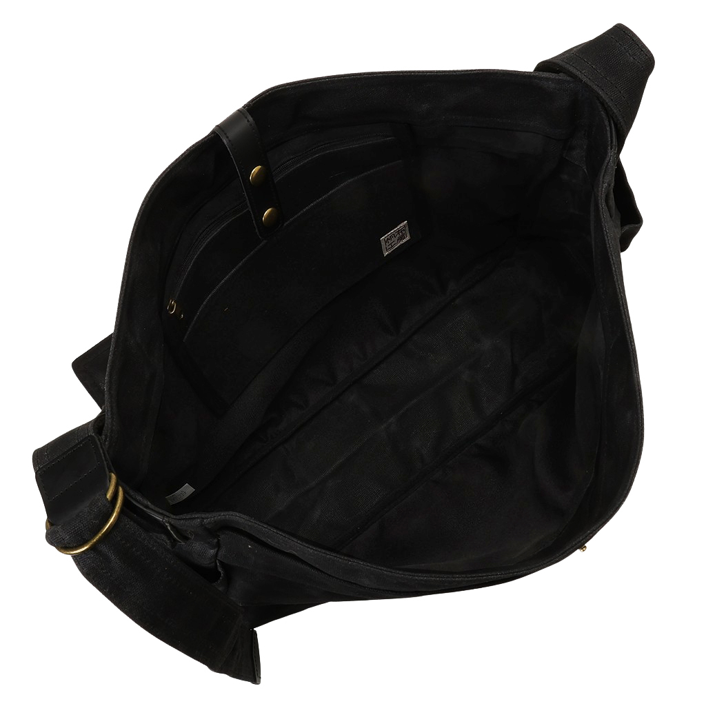 帆布工房 HUSKYII  シリーズ 全３色 | B4対応 帆布ショルダーバッグ パラフィン加工 撥水 天然素材 帆布 キャンバス 旅行 通学 男女兼用 タブレット 黒 ブラック 3X27