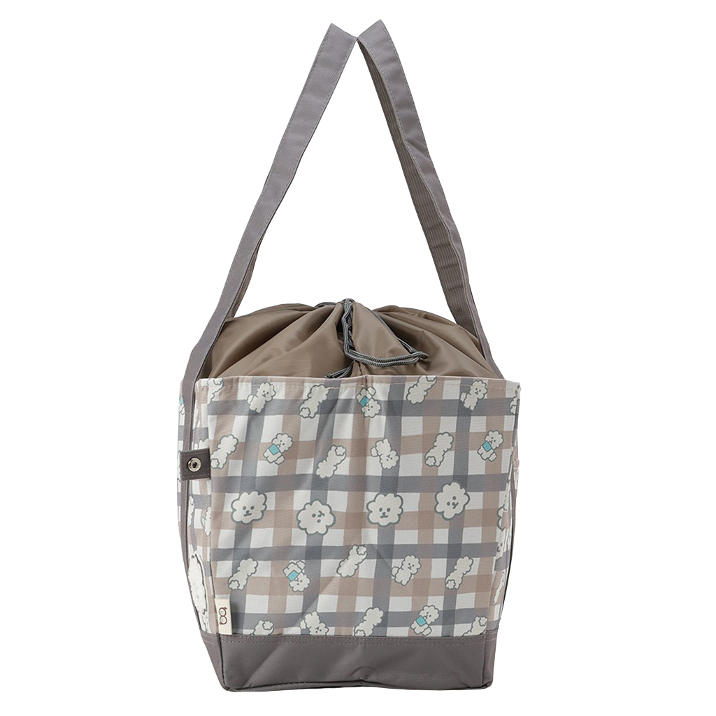 保温保冷 レジかごバッグ 4WH9 [mama fiore マーマフィオーレ] Picoteeシリーズ ピコティ 保温保冷 もふもふ犬 チェック レジカゴバッグ トートバッグ 買物 レディース ブラウン
