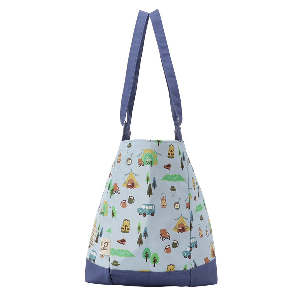 保冷バッグ トートバッグ 4WJ3 [mama fiore マーマフィオーレ] Picoteeシリーズ ピコティ 保温保冷 OUTDOOR柄 大容量 レジャー キャンプ レディース ブルー