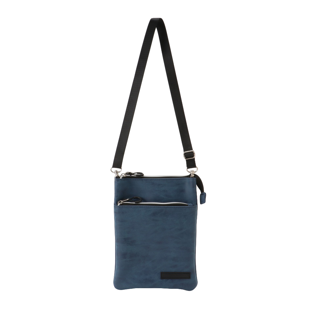 [CUBIC CORE キュービックコア] サコッシュ ショルダーバッグ 軽量 ショルダー 斜めがけ シンプル くすみカラー 薄マチ 収納力 大容量 紺 ネイビー 1E31