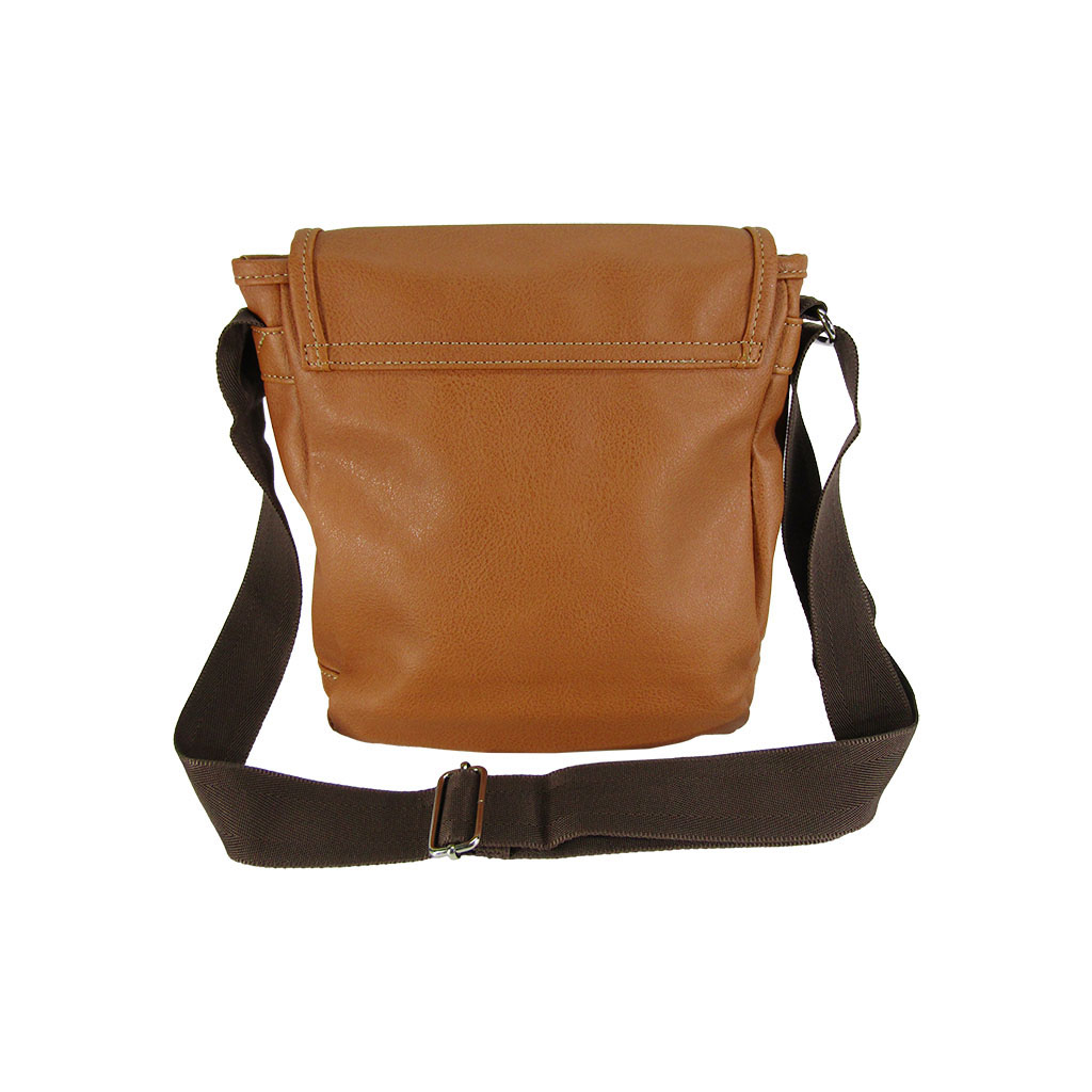 [CUBIC CORE キュービックコア] 縦型 フラップ ショルダーバッグ 合皮 軽量 ファスナー メンズ  茶 ブラウン 1870