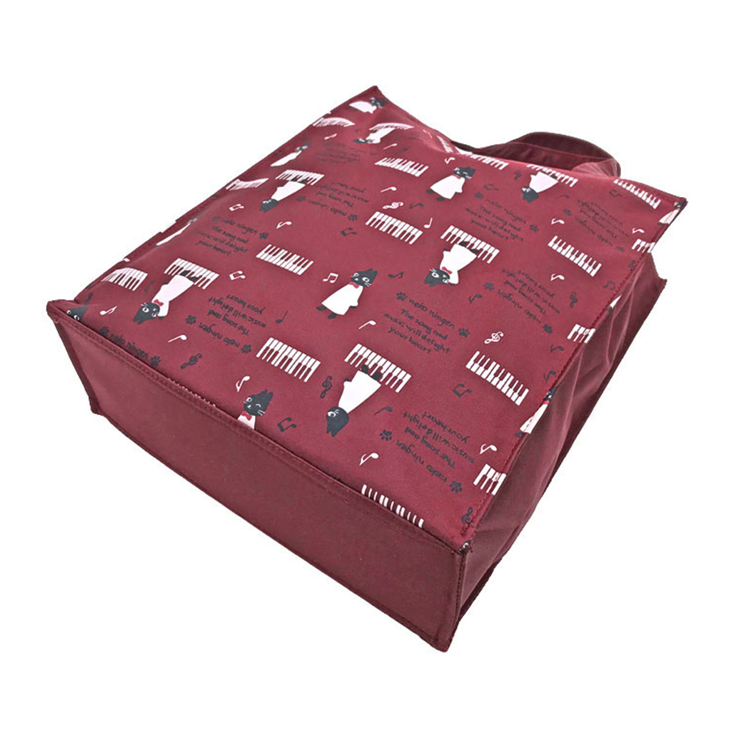 [nekoningen ネコ人間] 猫好き必見♪ 縦型 手提げバッグ | かわいい 猫柄 軽量 手提げ トートバッグ A4対応 赤系 ダークレッド 4M34