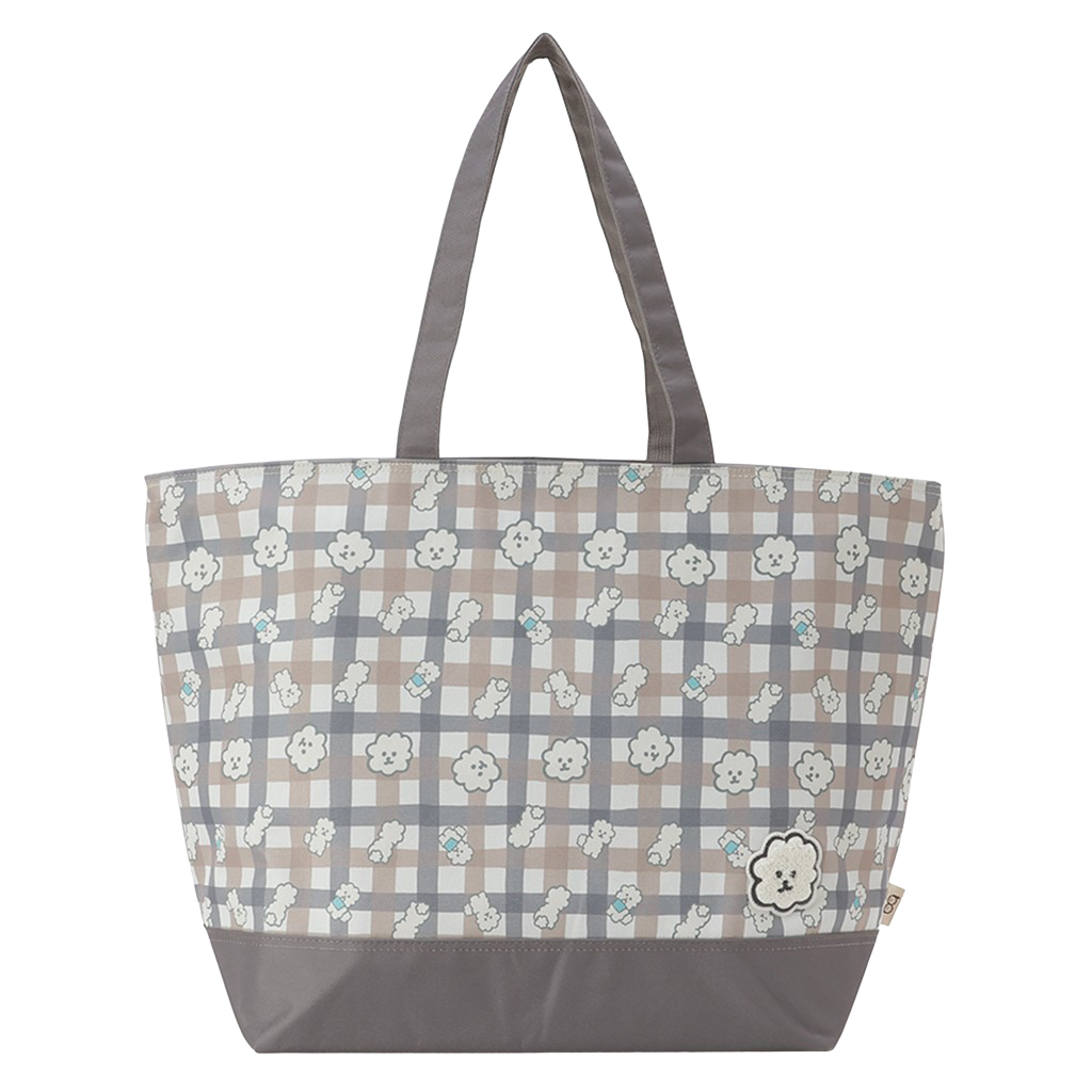 保冷バッグ トートバッグ 4WH7 [mama fiore マーマフィオーレ] Picoteeシリーズ ピコティ 保温保冷 もふもふ 犬 チェック柄 大容量 レジャー レディース ブラウン