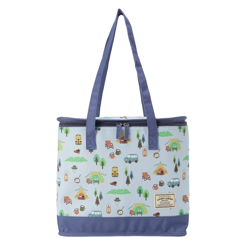  [mama fiore マーマフィオーレ] Picoteeシリーズ ピコティ BOX型 保温 保冷 トートバッグ 4WJ1 保冷バッグ ボックス型 OUTDOOR柄 レジャー キャンプ 買物 レディース ブルー