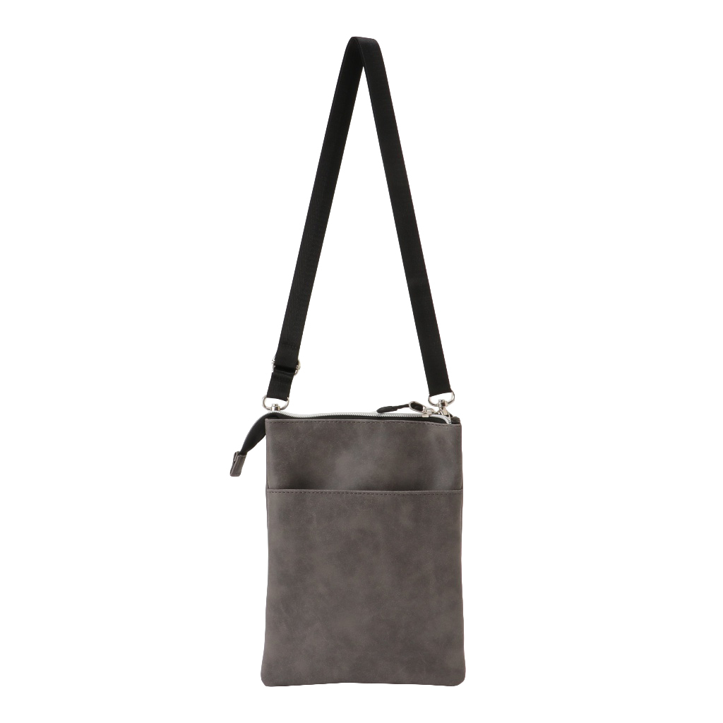 [CUBIC CORE キュービックコア] サコッシュ ショルダーバッグ 軽量 ショルダー 斜めがけ シンプル くすみカラー 薄マチ 収納力 大容量 灰色 グレー 1E31