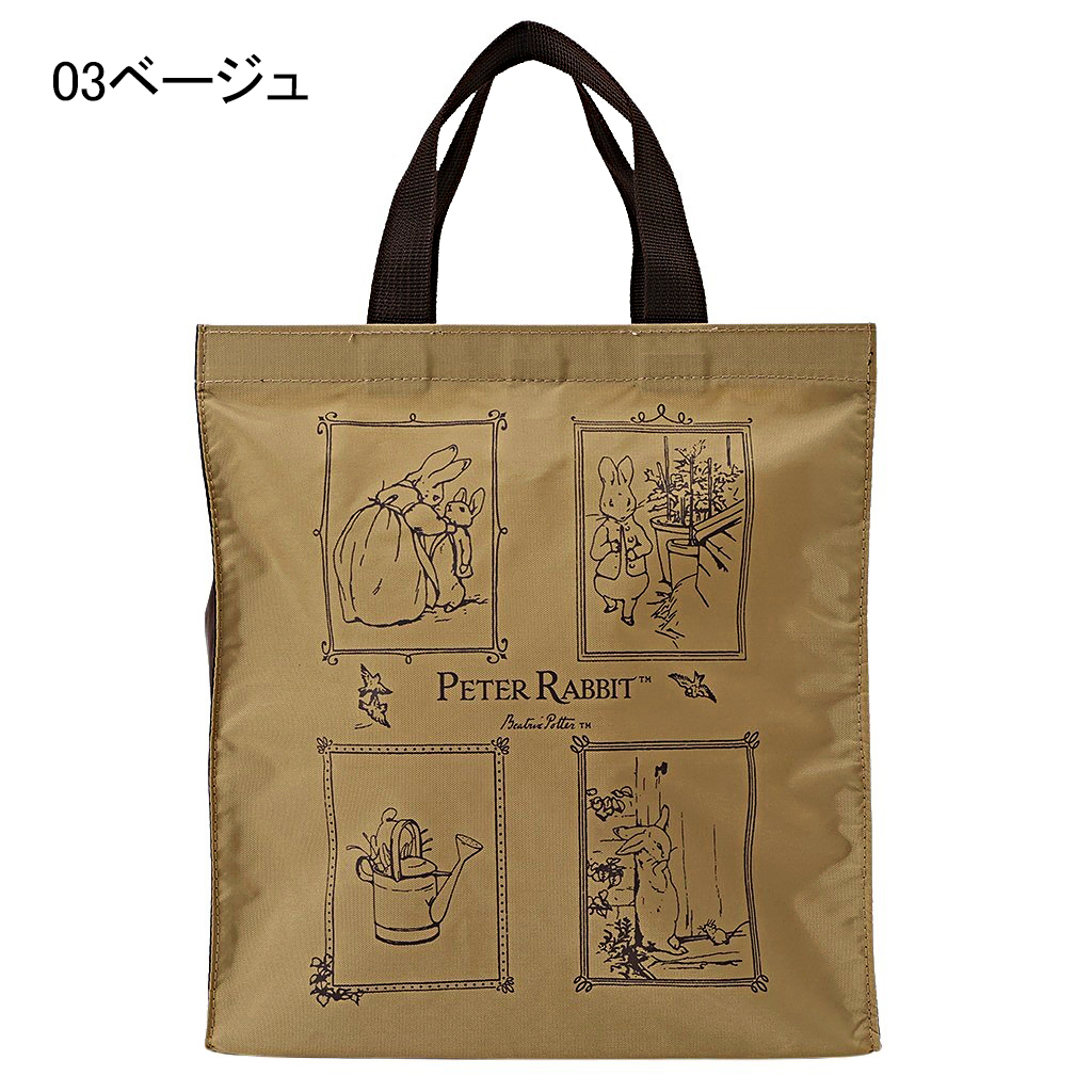 スクエアトートバッグ (M) 0647-03 [PETER RABBIT(TM) ピーターラビット(TM)] 軽量 A4 買い物 底板付き スクエア型 サブバッグ お稽古 うさぎ