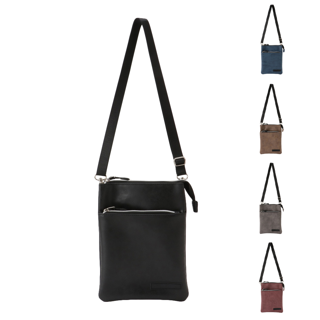 [CUBIC CORE キュービックコア] サコッシュ ショルダーバッグ 軽量 ショルダー 斜めがけ シンプル くすみカラー 薄マチ 収納力 大容量 灰色 グレー 1E31