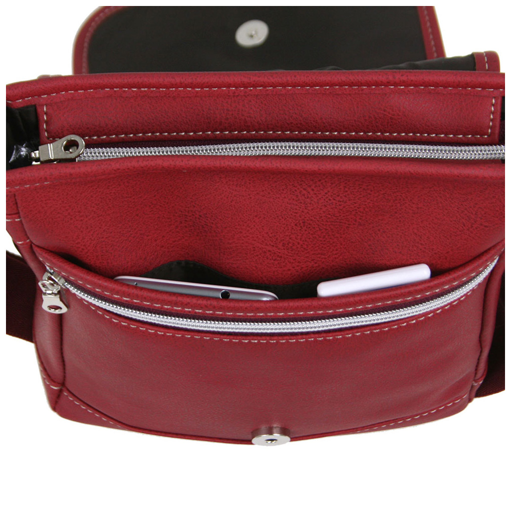 [CUBIC CORE キュービックコア] 縦型 フラップ ショルダーバッグ 合皮 軽量 ファスナー メンズ  赤　レッド 1870