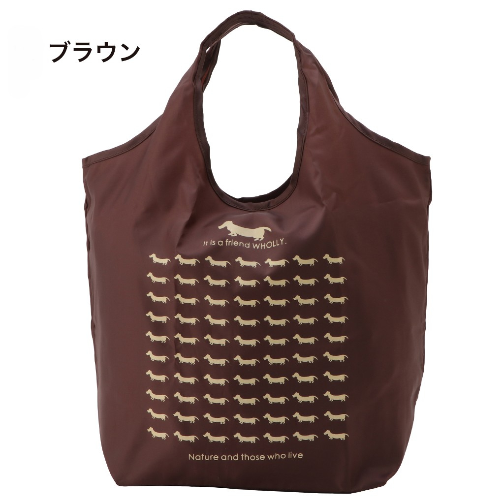 WHOLLY | コンパクト収納 マルシェバッグ | ベーシックサイズ 桃色 ピンク 3L01