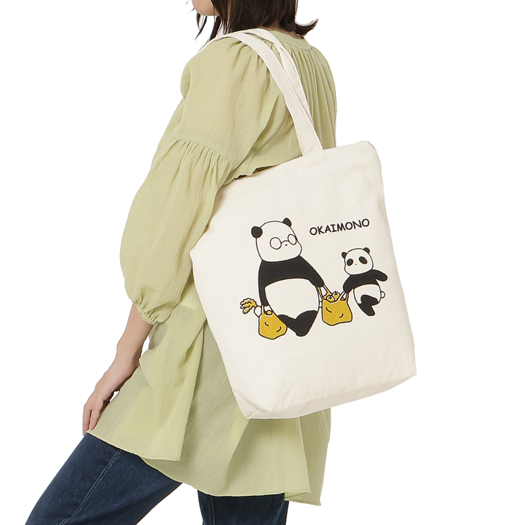 トートバッグ 9085 [ Palette Pop パレットポップ ] 軽量 A4 縦型トート A4バッグ 肩掛けバッグ 軽量バッグ レディース メンズ おにぎり ねこ パンダ いぬ アニマル キャラクター イラスト ユニーク 面白い 肩掛け 00 おかいもの　ぱんだ