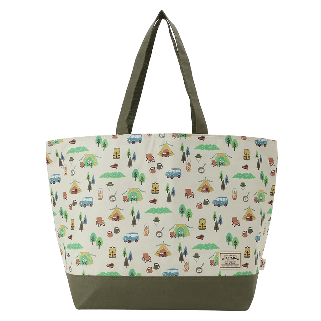 保冷バッグ トートバッグ 4WJ2 [mama fiore マーマフィオーレ] Picoteeシリーズ ピコティ 保温保冷 OUTDOOR柄 大容量 レジャー キャンプ レディース カーキ