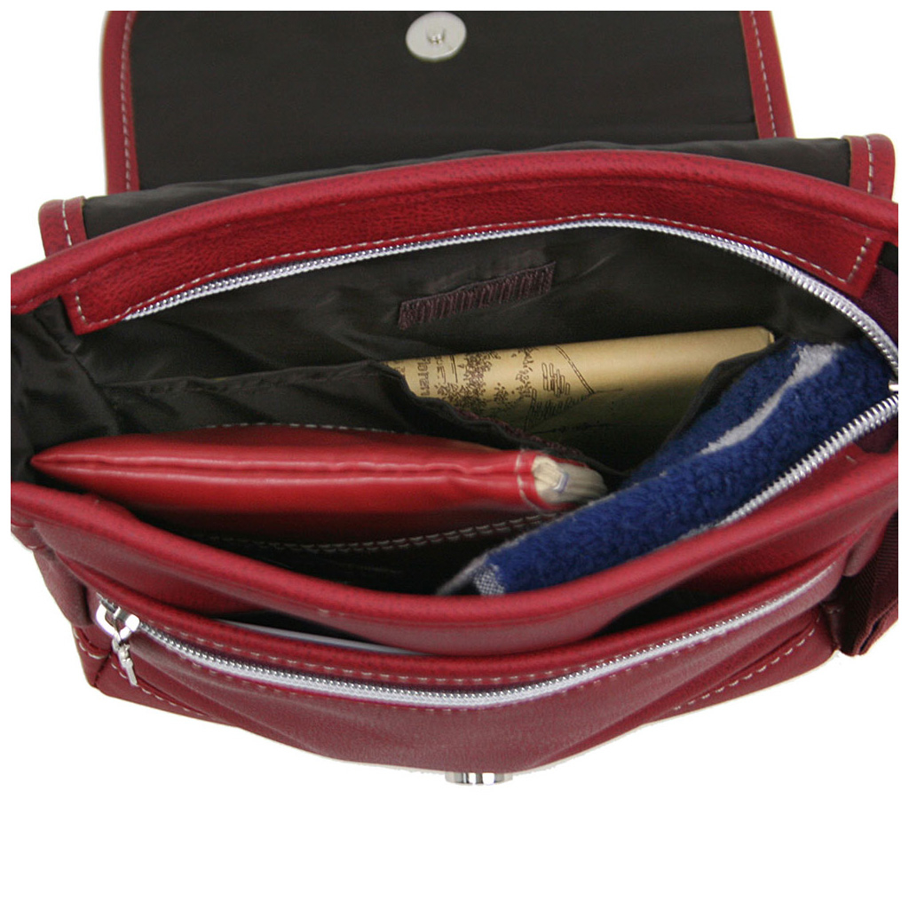 [CUBIC CORE キュービックコア] 縦型 フラップ ショルダーバッグ 合皮 軽量 ファスナー メンズ  赤　レッド 1870