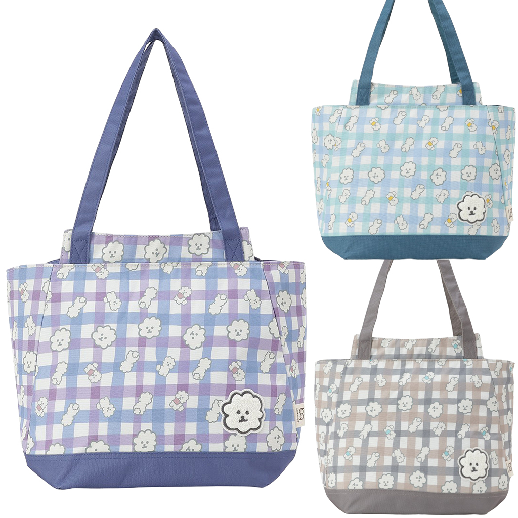 保冷バッグ トートバッグ 4WH8 [mama fiore マーマフィオーレ] Picoteeシリーズ ピコティ 保温保冷 もふもふ 犬 チェック柄 大容量 レジャー レディース グリーン