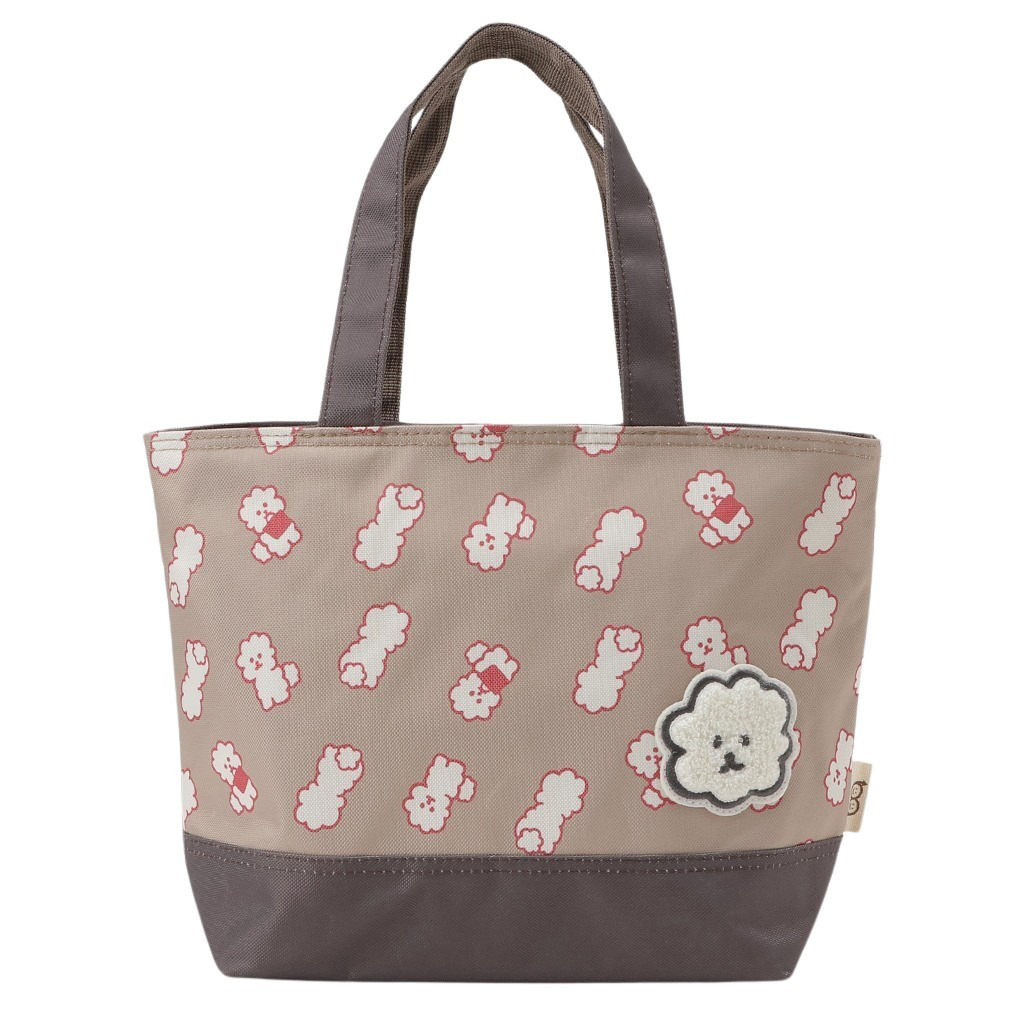  [mama fiore マーマフィオーレ] Picoteeシリーズ ピコティ 保温保冷 ランチバッグ 保冷バッグ | おしゃれ 可愛い サブバッグ 軽量 レディース キッズ 弁当袋 ミニ トートバッグ 4L 便利 モフモフ犬のモフィコ／ベージュ