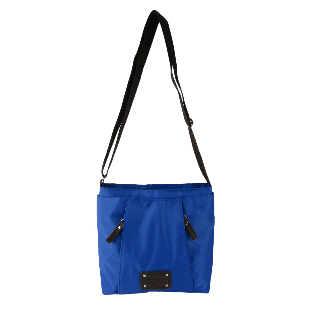 [Sofia Valentino ソフィアバレンチノ] 縦ファスナー ポケット付 ショルダーバッグ｜レディース 多機能 ななめ掛け ブルー 4874