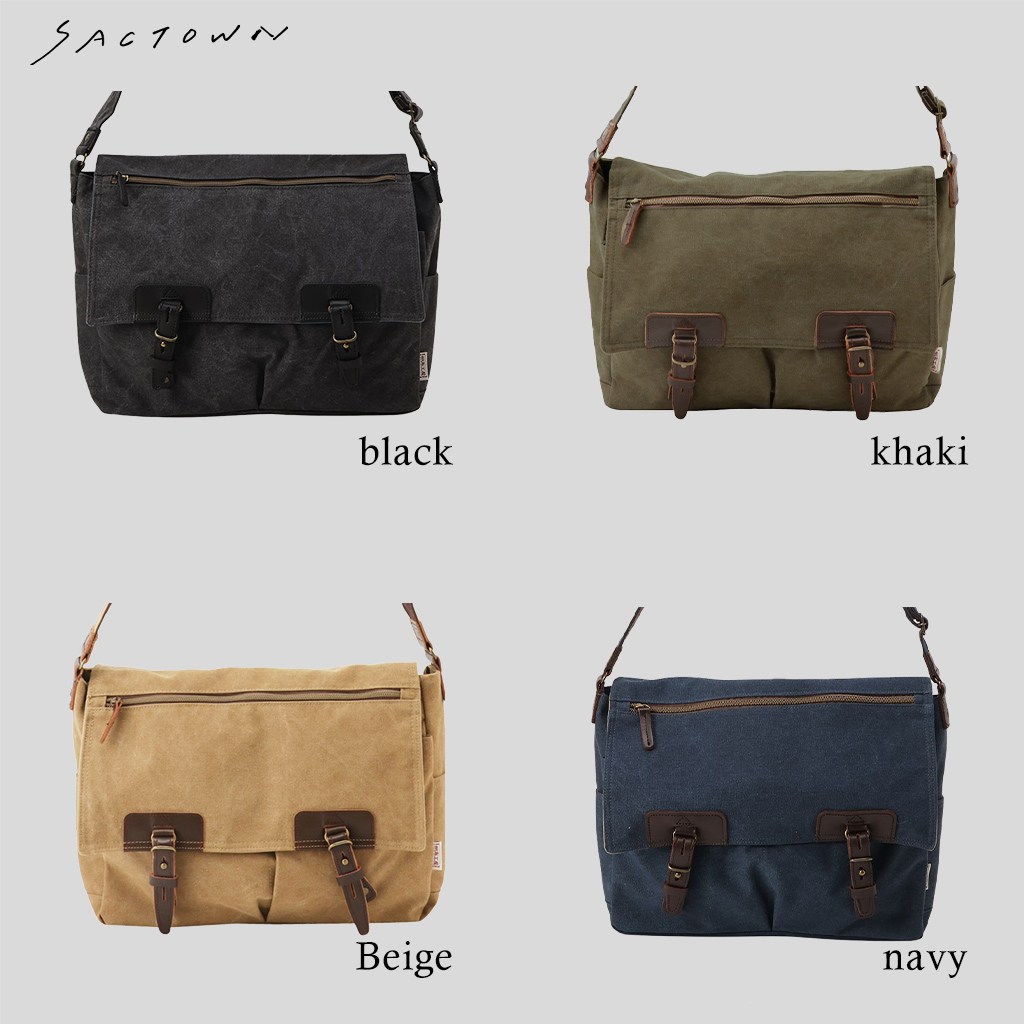  帆布工房 VINTAGE2｜メッセンジャーバッグ A4横型 ショルダーバッグ 帆布 キャンバス  斜めがけ メンズ レディース 男女兼用 牛革 ビンテージ はんぷこうぼう 3X97