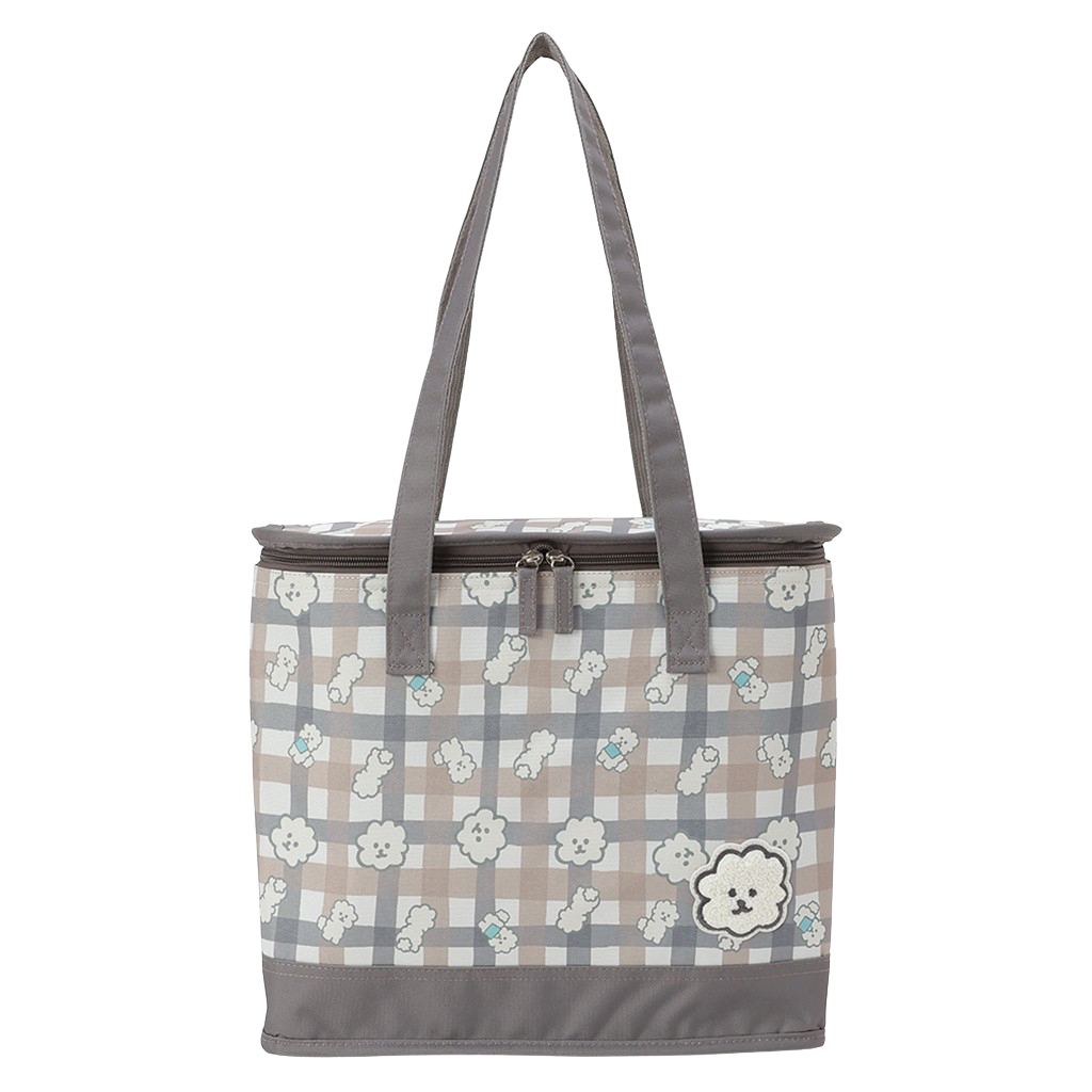  [mama fiore マーマフィオーレ] Picoteeシリーズ ピコティ BOX型 保温 保冷 トートバッグ 4WH6 保冷バッグ ボックス型 もふもふ 犬 チェック柄 かわいい レジャー レディース ブラウン
