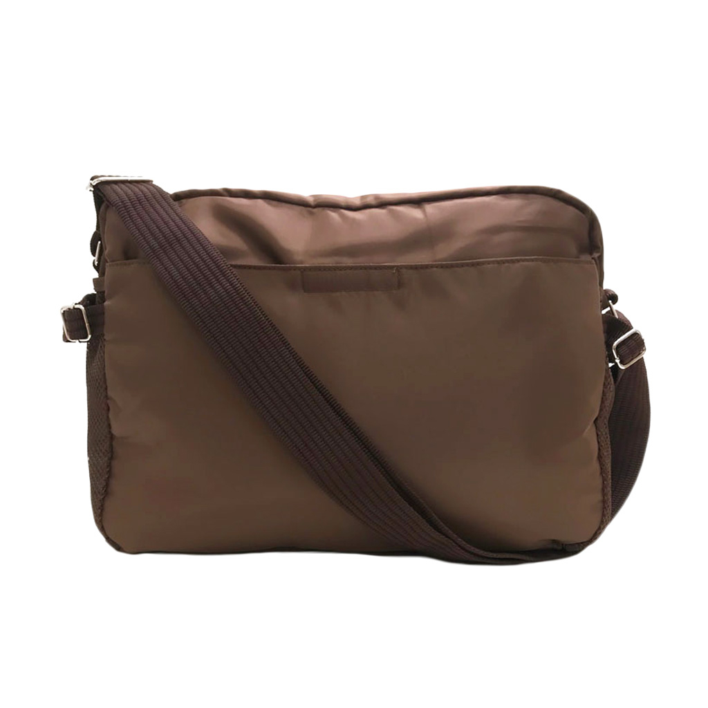 [A.O.T エーオーティー]  多機能 ショルダーバッグ ポケット 収納 便利 タウン カジュアル シンプル 無地 男女兼用 茶 ブラウン 3830