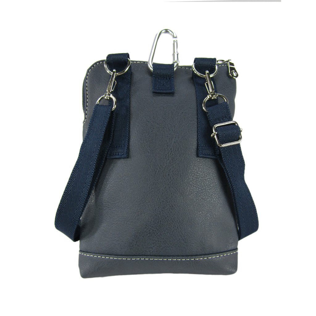 [CUBIC CORE キュービックコア]  3WAY シザーバッグ 合皮 カラビナ付 ベルトループ付 スマホ ショルダー 紺 ネイビー 1868