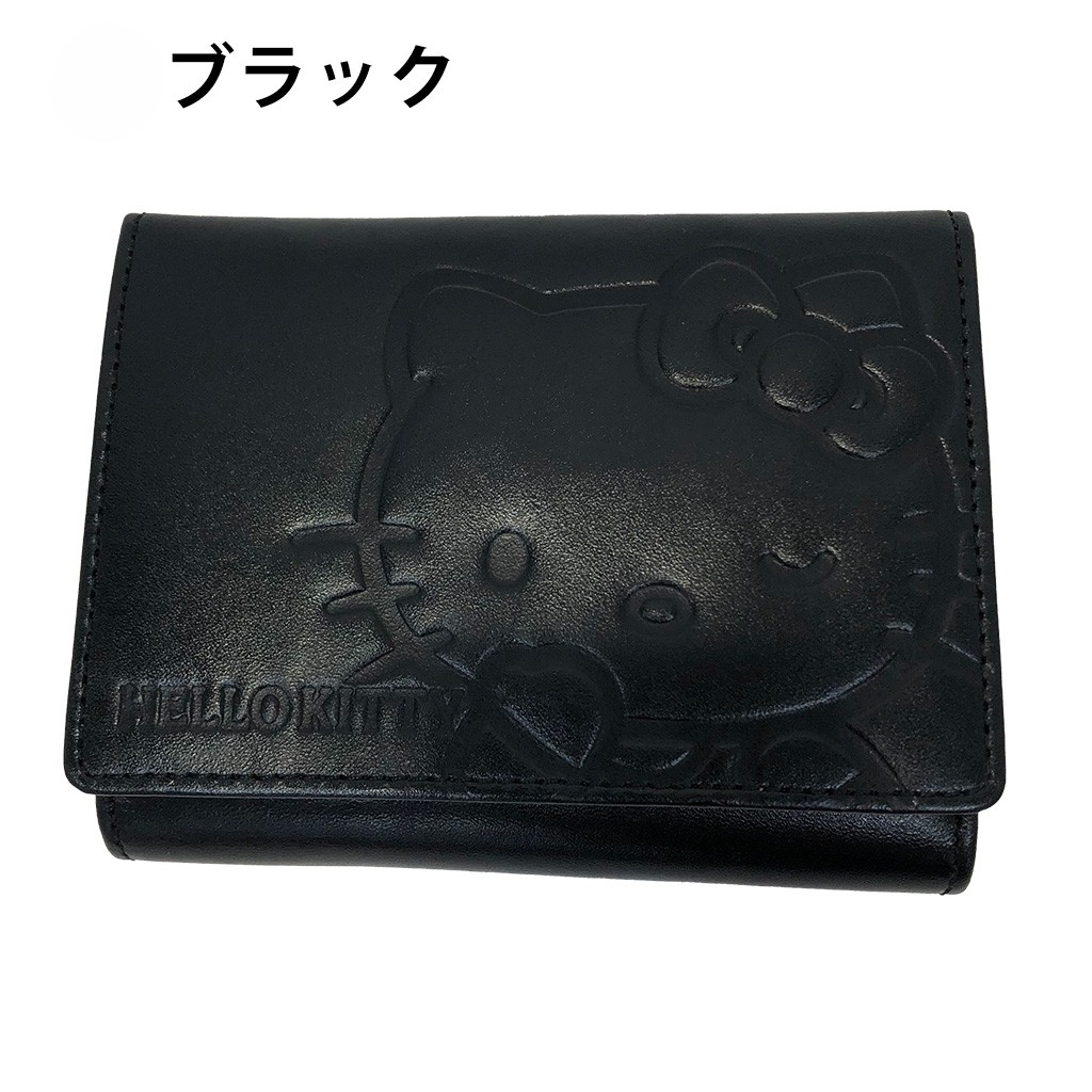 [HELLO KITTY ハローキティ] 本革 二つ折り財布| シンプル レザー 財布 レディース コンパクト ウォレット 赤 レッド 9H76