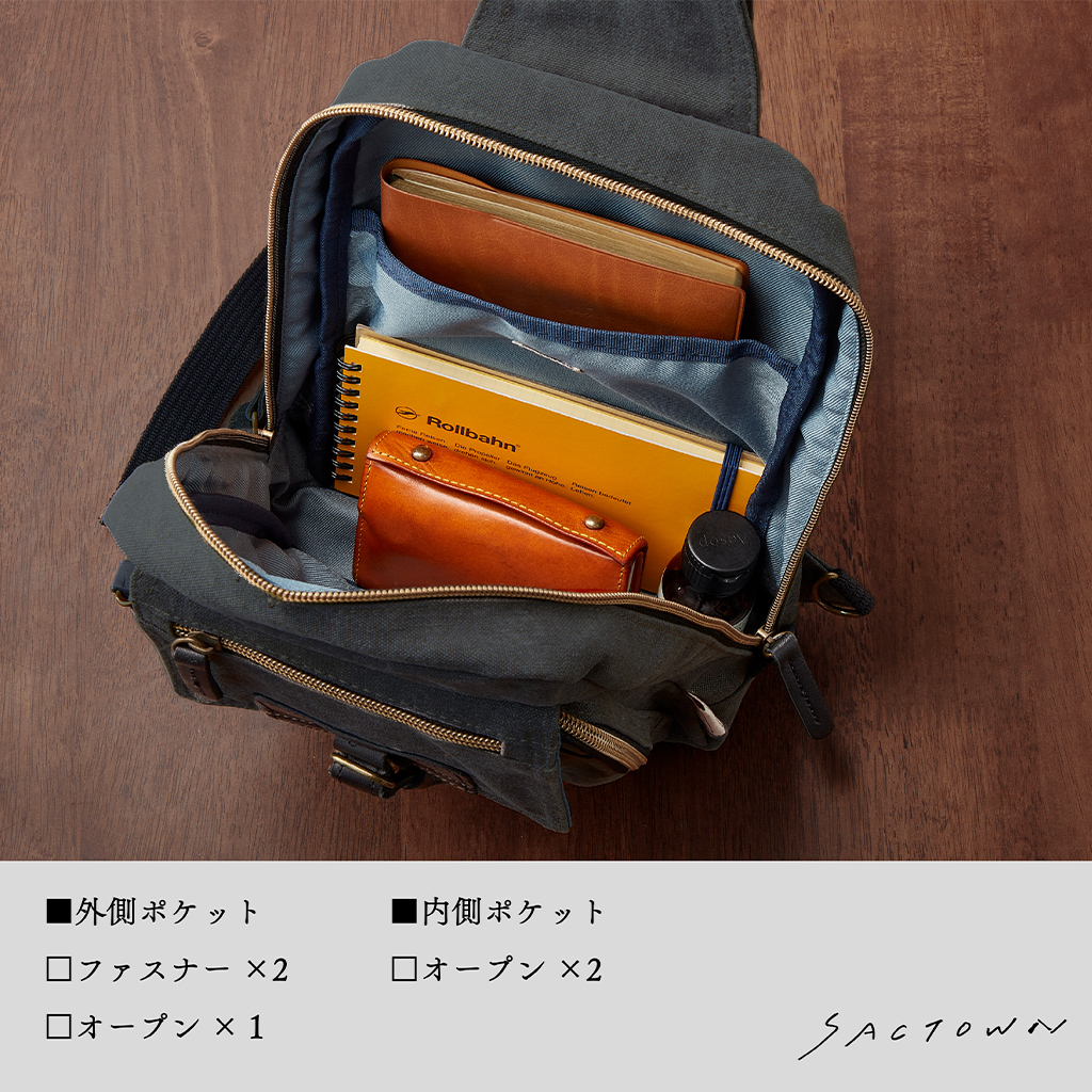  帆布工房 ヴィンテージIIシリーズ ボディバッグ 全4色 | 帆布 本革 ショルダーバッグ ショルダーバック レディース メンズ 男女兼用 ムラ染め ボディバック ボディーバック ボディーバッグ B5 サブバッグ サブバック お出かけ お出掛け 旅行 00ネイビー