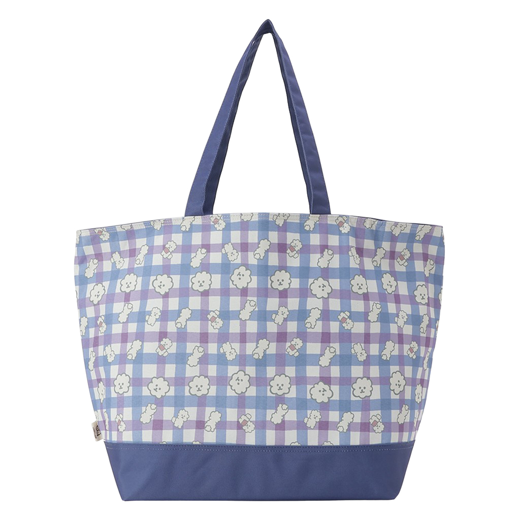 保冷バッグ トートバッグ 4WH7 [mama fiore マーマフィオーレ] Picoteeシリーズ ピコティ 保温保冷 もふもふ 犬 チェック柄 大容量 レジャー レディース ブルー