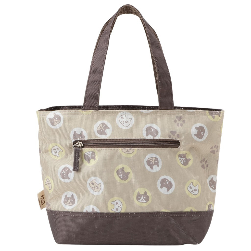  [mama fiore マーマフィオーレ] Picoteeシリーズ ピコティ 保温保冷 ランチバッグ 保冷バッグ | おしゃれ 可愛い サブバッグ 軽量 レディース キッズ 弁当袋 ミニ トートバッグ 4L 便利 ネコドット／ベージュ