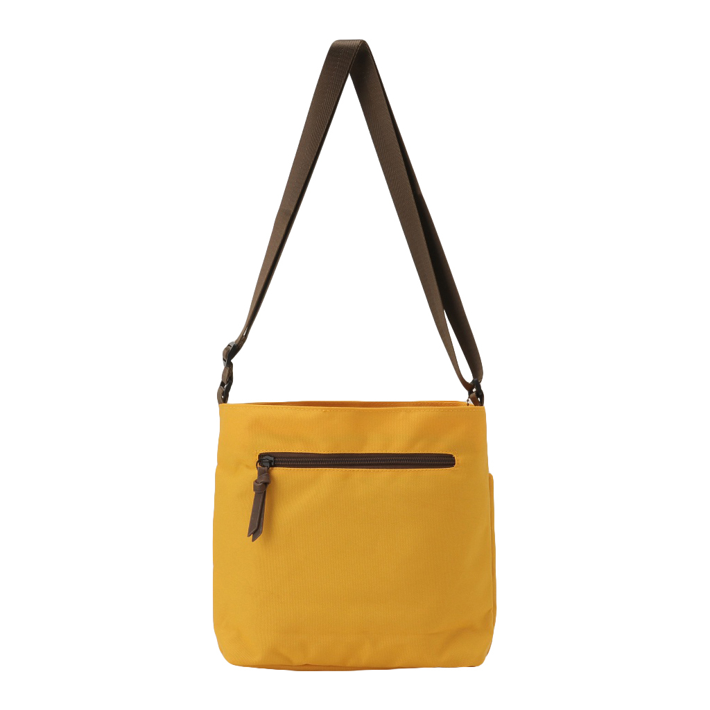 [ONE MILEシリーズ] ポーチ付き♪ 縦型 ショルダーバッグ | 軽量 ポケット充実 ファスナー開閉 男女兼用 シンプル 黄色 イエロー 4X48