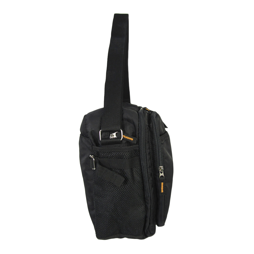 [A.O.T エーオーティー]  多機能 ショルダーバッグ ポケット 収納 便利 タウン カジュアル シンプル 無地 男女兼用 黒 ブラック 3830