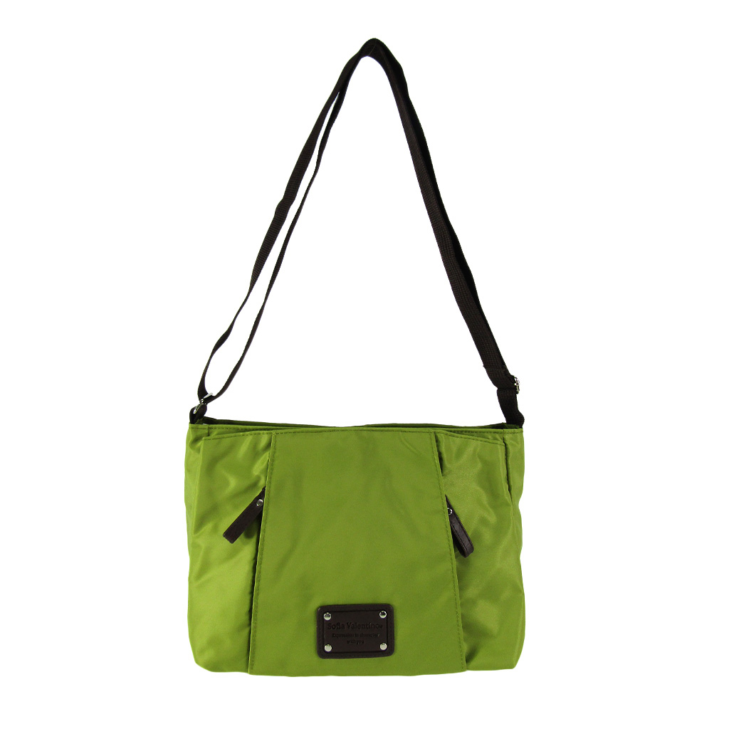 [Sofia Valentino ソフィアバレンチノ] 縦ファスナー ポケット付 横型ショルダーバッグ | レディース 多機能 ななめ掛け グリーン 4875