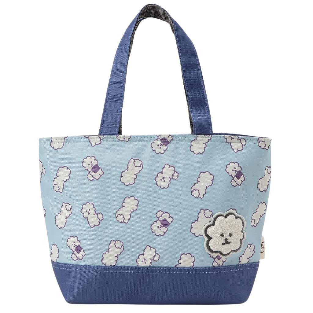  [mama fiore マーマフィオーレ] Picoteeシリーズ ピコティ 保温保冷 ランチバッグ 保冷バッグ | おしゃれ 可愛い サブバッグ 軽量 レディース キッズ 弁当袋 ミニ トートバッグ 4L 便利 モフモフ犬のモフィコ／ブルー