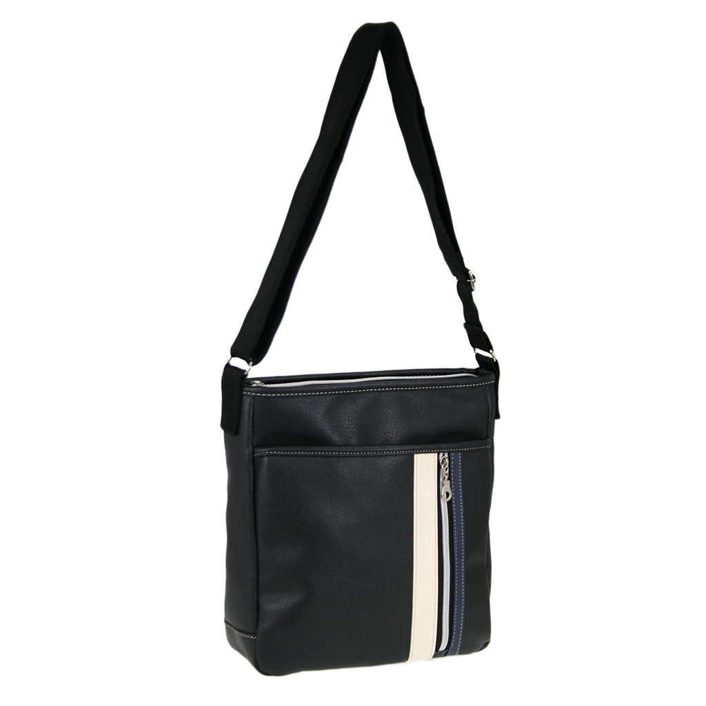 [CUBIC CORE キュービックコア]  ラインショルダーバッグ 合皮 かっこいい メンズ 男女兼用 アンティーク 黒 ブラック 1871