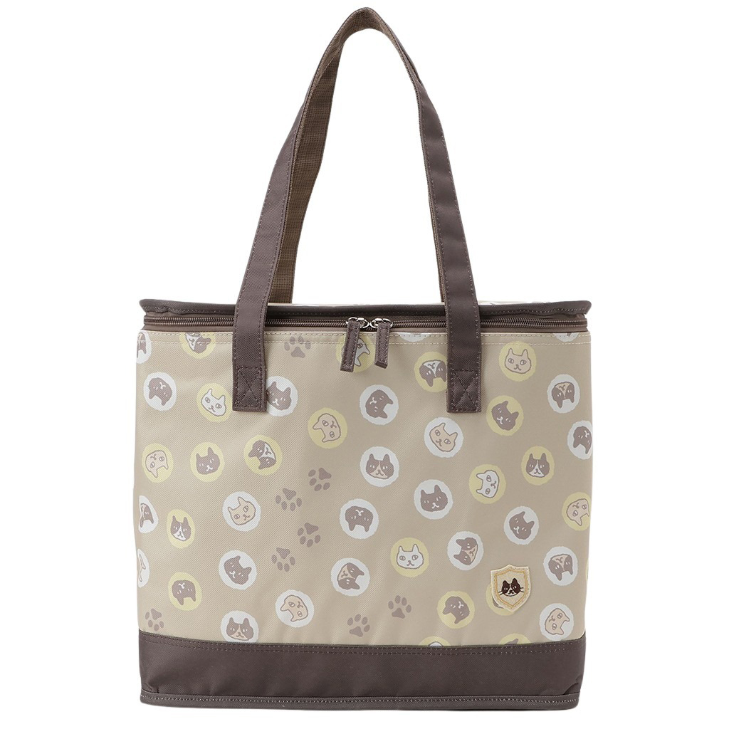  [mama fiore マーマフィオーレ] Picoteeシリーズ ピコティ BOX型 保温保冷トートバッグ 4WA1 | レジャー ネコ柄 猫 かわいい キャラクター 軽量 レディース トートバッグ 猫グッズ 便利 お買い物 ドット ベージュ
