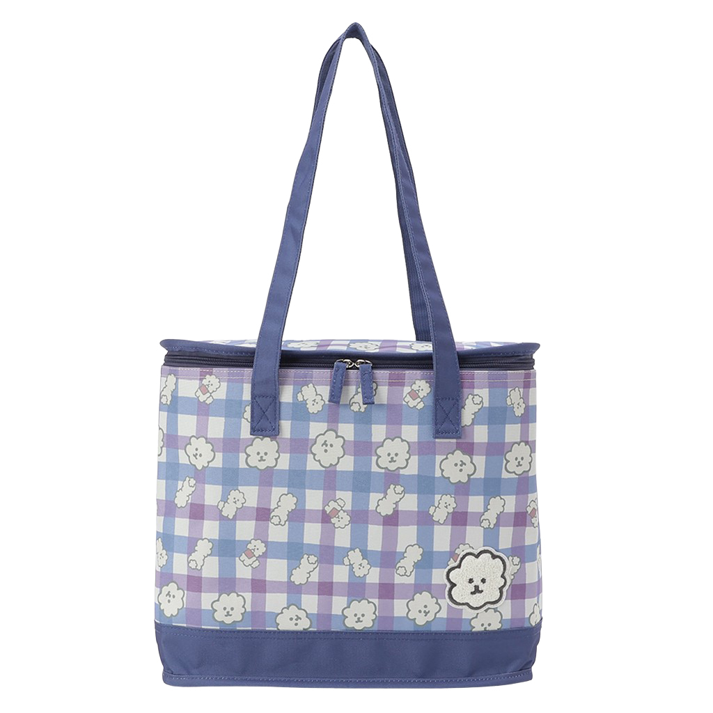  [mama fiore マーマフィオーレ] Picoteeシリーズ ピコティ BOX型 保温 保冷 トートバッグ 4WH6 保冷バッグ ボックス型 もふもふ 犬 チェック柄 かわいい レジャー レディース ブルー