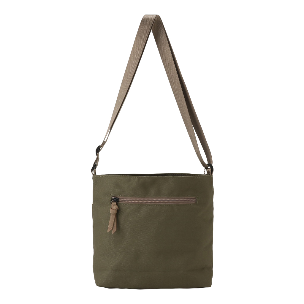 [ONE MILEシリーズ] ポーチ付き♪ 縦型 ショルダーバッグ | 軽量 ポケット充実 ファスナー開閉 男女兼用 シンプル 緑 カーキ 4X48