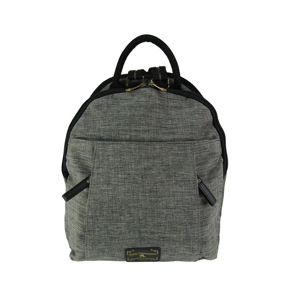 [Sofia Valentino ソフィアバレンチノ] 軽量 リュックサック | ポリエステル かわいい 軽い レディース 多収納 リュック ブラック×グレー 4927