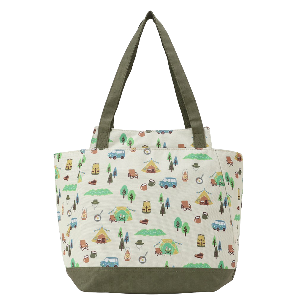 保冷バッグ トートバッグ 4WJ3 [mama fiore マーマフィオーレ] Picoteeシリーズ ピコティ 保温保冷 OUTDOOR柄 大容量 レジャー キャンプ レディース カーキ