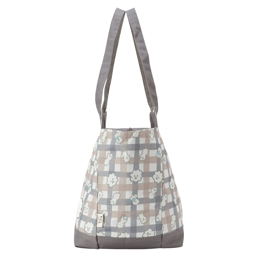 保冷バッグ トートバッグ 4WH8 [mama fiore マーマフィオーレ] Picoteeシリーズ ピコティ 保温保冷 もふもふ 犬 チェック柄 大容量 レジャー レディース ブラウン