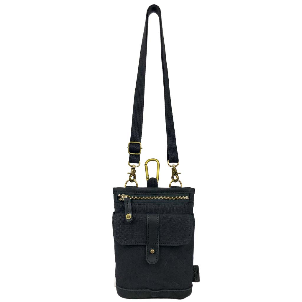 帆布工房 KURASHIKI シリーズ｜3way ショルダーバッグ 倉敷産帆布使用 ベルトポーチ スマホポーチ ウエストポーチ ベルト通し メンズ レディース 男女兼用 日本製 帆布 本革 ブラック 3J27