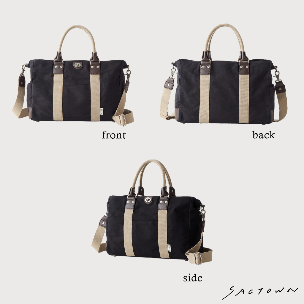 帆布工房 TRIPLINEシリーズ | ボストンバッグ (S) 帆布 キャンバス 本革 旅行カバン 旅行バッグ トラベルバッグ メンズ レディース ミニ ビンテージ A4対応 多機能 ブラック 3X82
